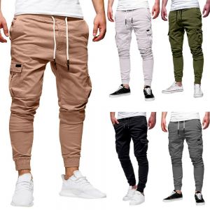 Best4u Pants Fashion Men Sport Pure Color Bandage Loose Sweatpants Drawstring Pant Daily Wear