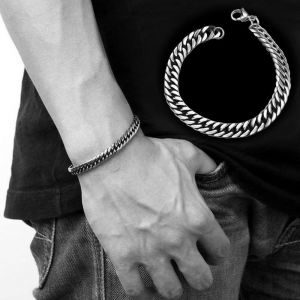 Silver Men&#039;s Stainless Steel Chain Link Bracelet Wristband Bangle Jewelry Punk