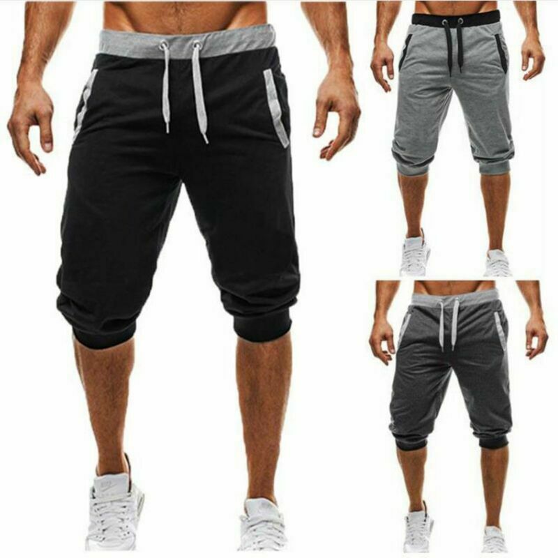Best4u Pants Men's Summer 3/4 Knee Casual Jogger Sports Shorts Baggy Gym Harem Pants Trousers